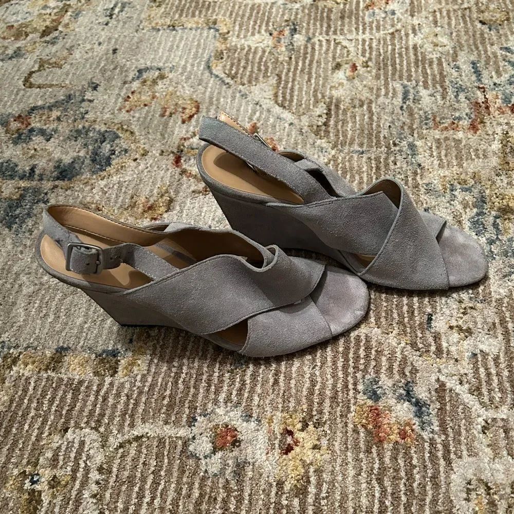 Banana Republic Gray Wedge Sandals with Suede Finish